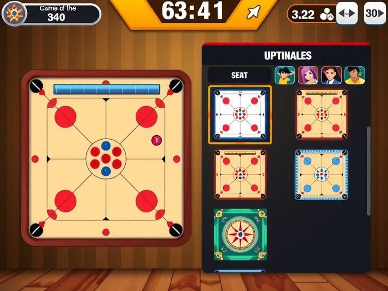 Turbo Carrom Rush multiplayer interface with player rankings